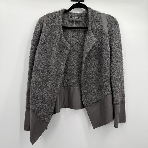 Luisa Cerano Sweater Womens 6 Gray Open Front Cardigan Wool Alpaca Blend Boucle - Picture 1 of 12